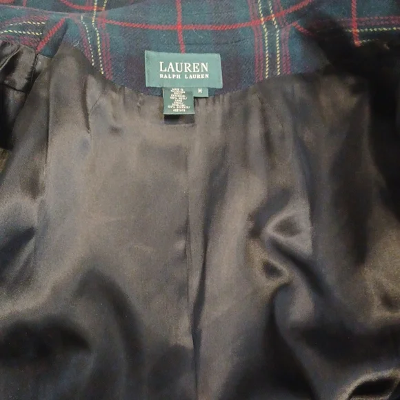 Vintage Lauren Ralph Lauren Plaid Wool Double Breasted Coat Size Medium - Picture 8 of 10
